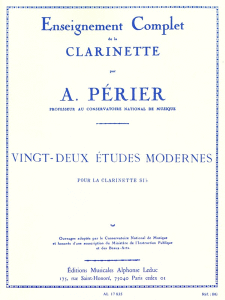 Enseignement Complet de la Clarinette - Vingt-Deux Etudes Modernes