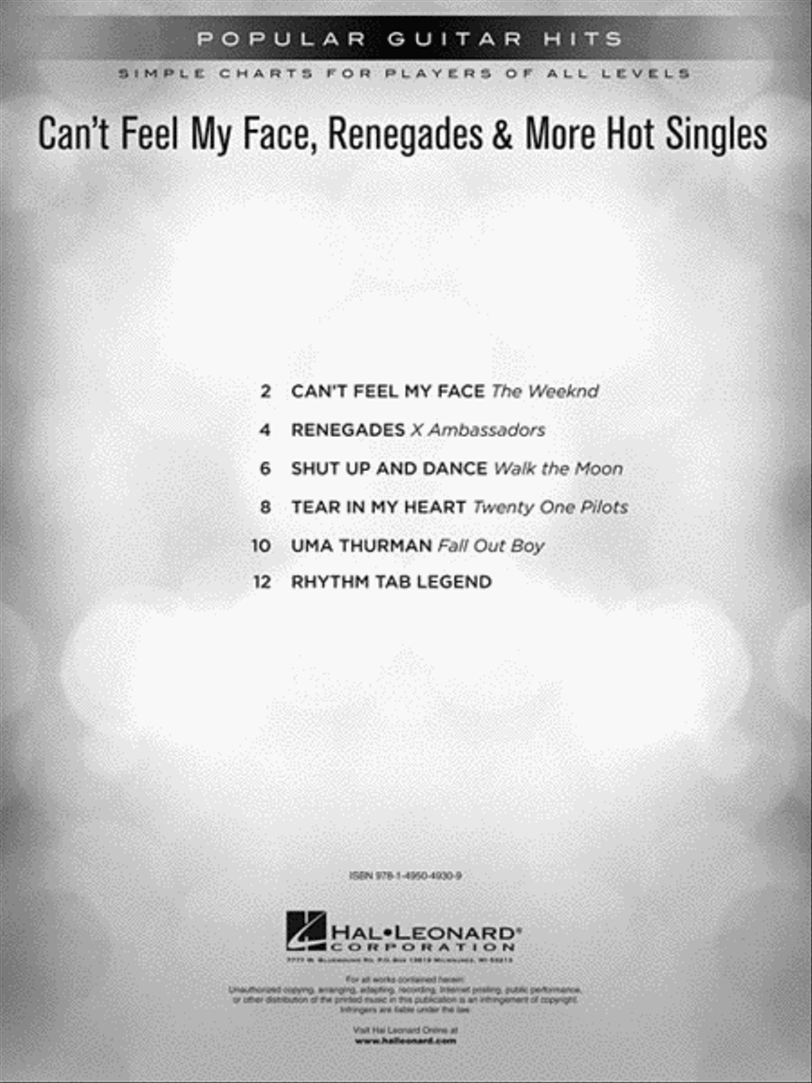 Can't Feel My Face, Renegades & More Hot Singles Electric Guitar scores gallery preview page 3