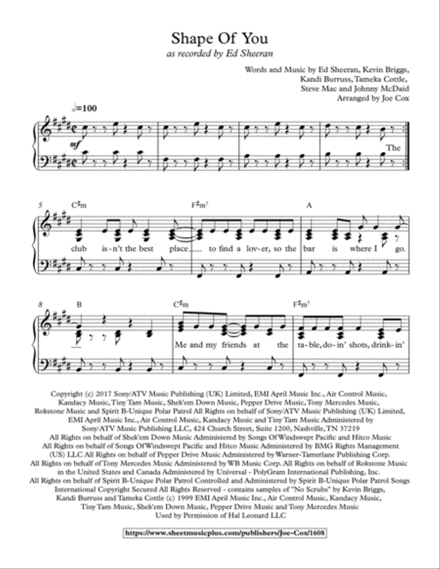 Shape Of You Voice scores gallery preview page 1
