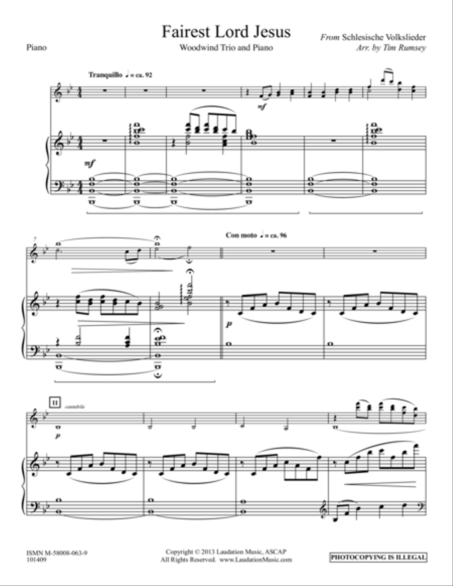 Fairest Lord Jesus Fairest Lord Jesus Small Ensemble scores gallery preview page 1