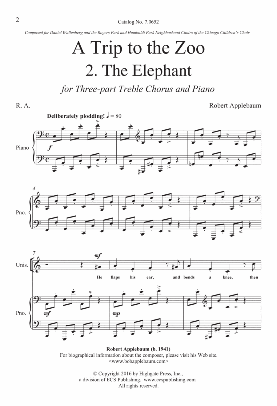 A Trip to the Zoo: 2. The Elephant 3-Part scores gallery preview page 1