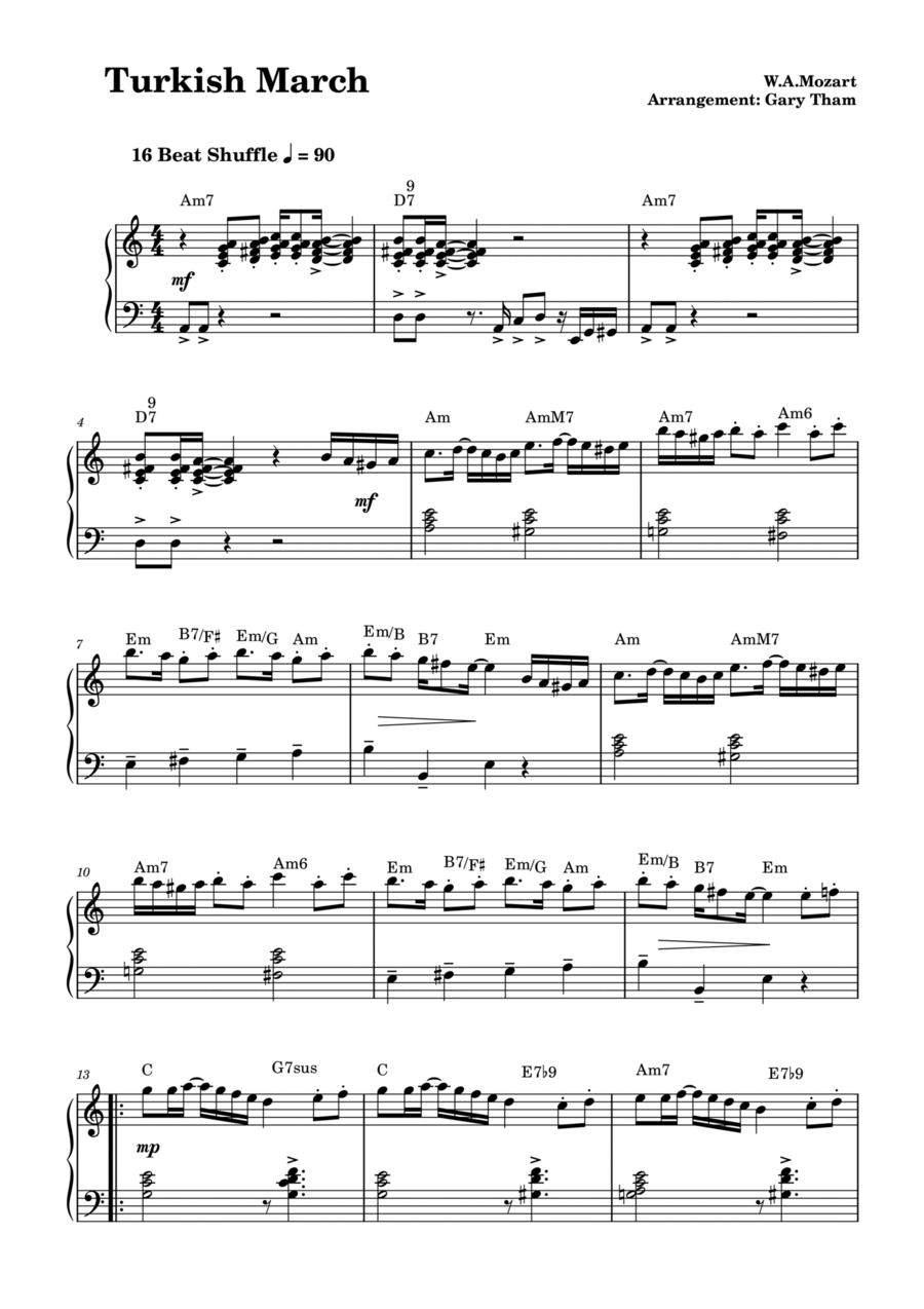 Turkish March Piano Solo scores gallery preview page 1