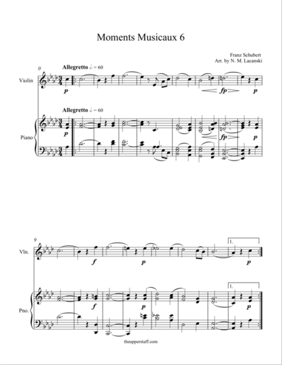 Moments Musicaux 6 Violin Solo scores gallery preview page 1