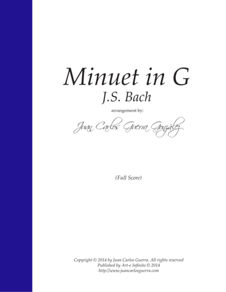 Minuet in G - J.S. Bach (arr. for Strings by Juan Guerra) String Quartet scores gallery preview page 1
