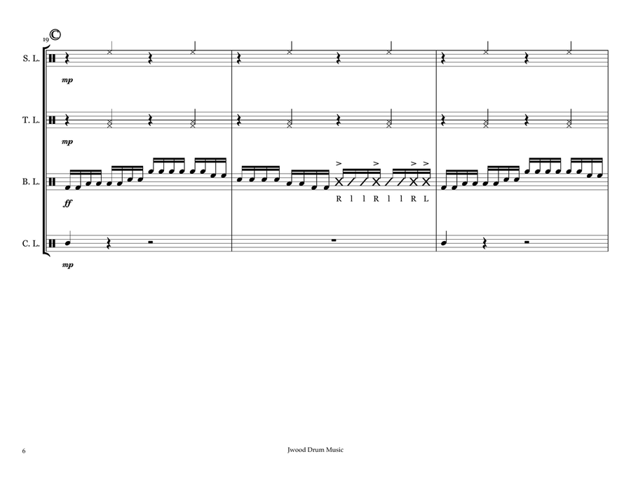 Sliced Melons (Drumline Cadence) Marching Band scores gallery preview page 6