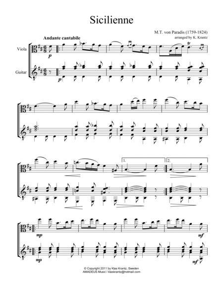 Sicilienne for viola and guitar image number null