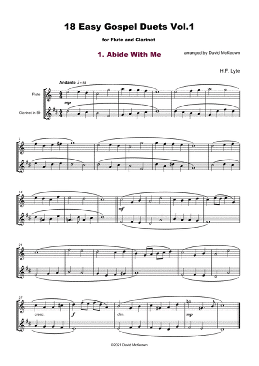 18 Easy Gospel Duets Vol.1 for Flute and Clarinet