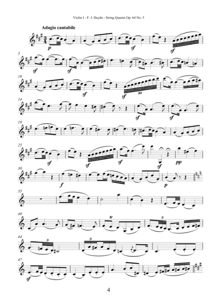 Haydn - String Quartet in D major Op.64 No.5 The Lark (parts)