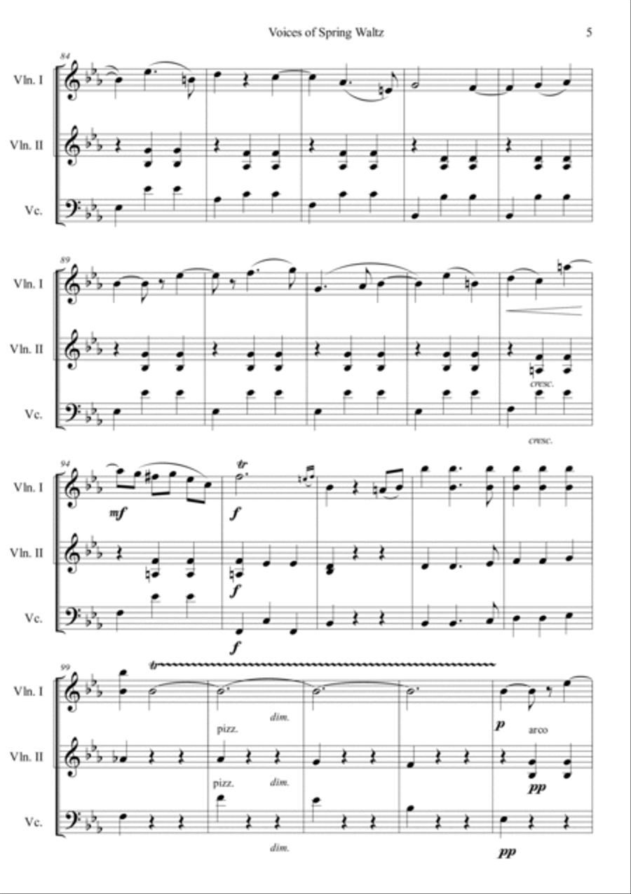 Voice of Spring Waltz Cello scores gallery preview page 5