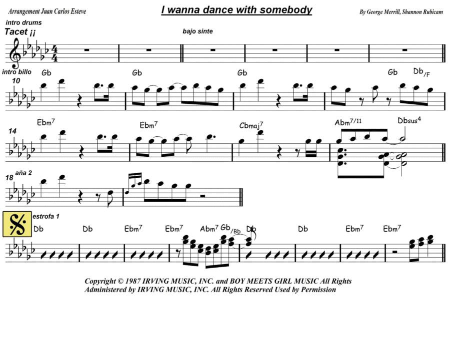 I Wanna Dance With Somebody Easy Piano scores gallery preview page 1