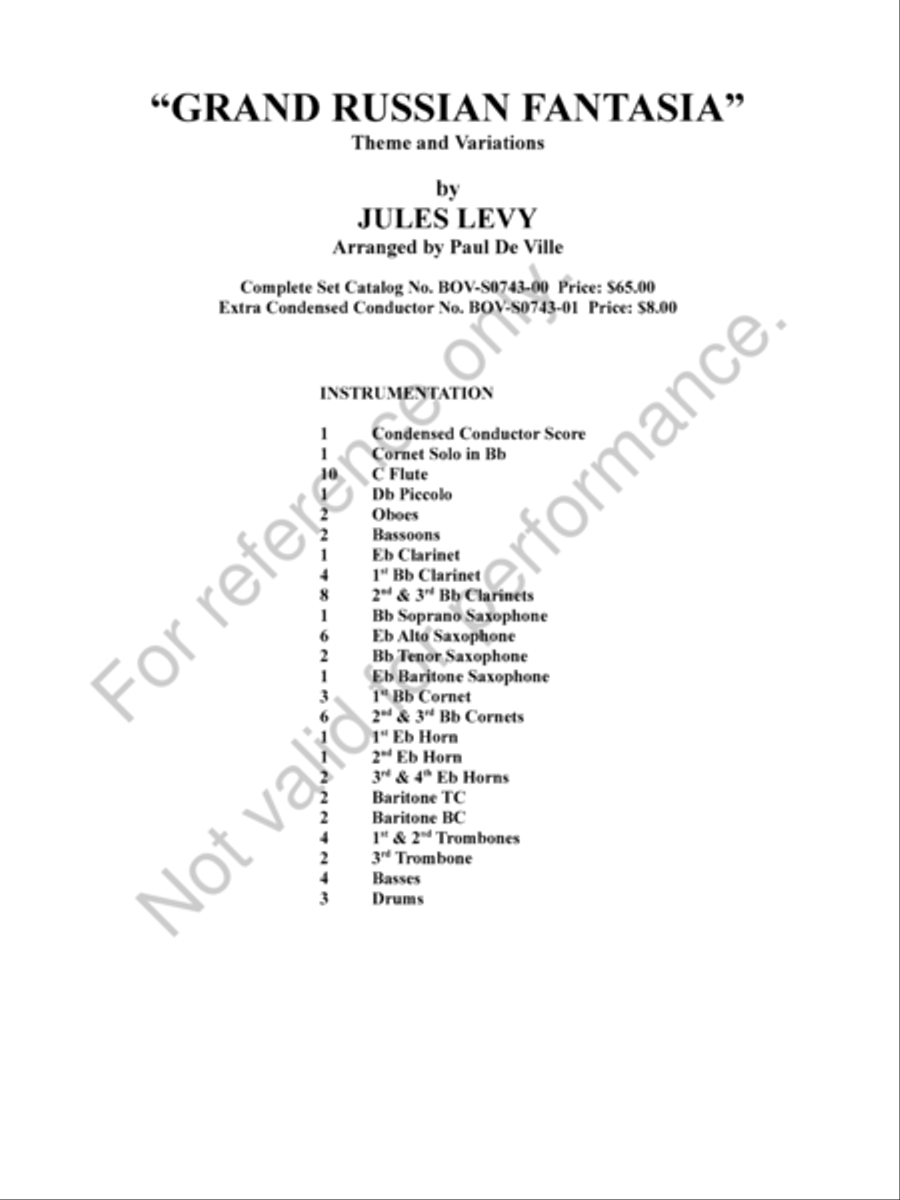 Grand Russian Fantasia Concert Band scores gallery preview page 2