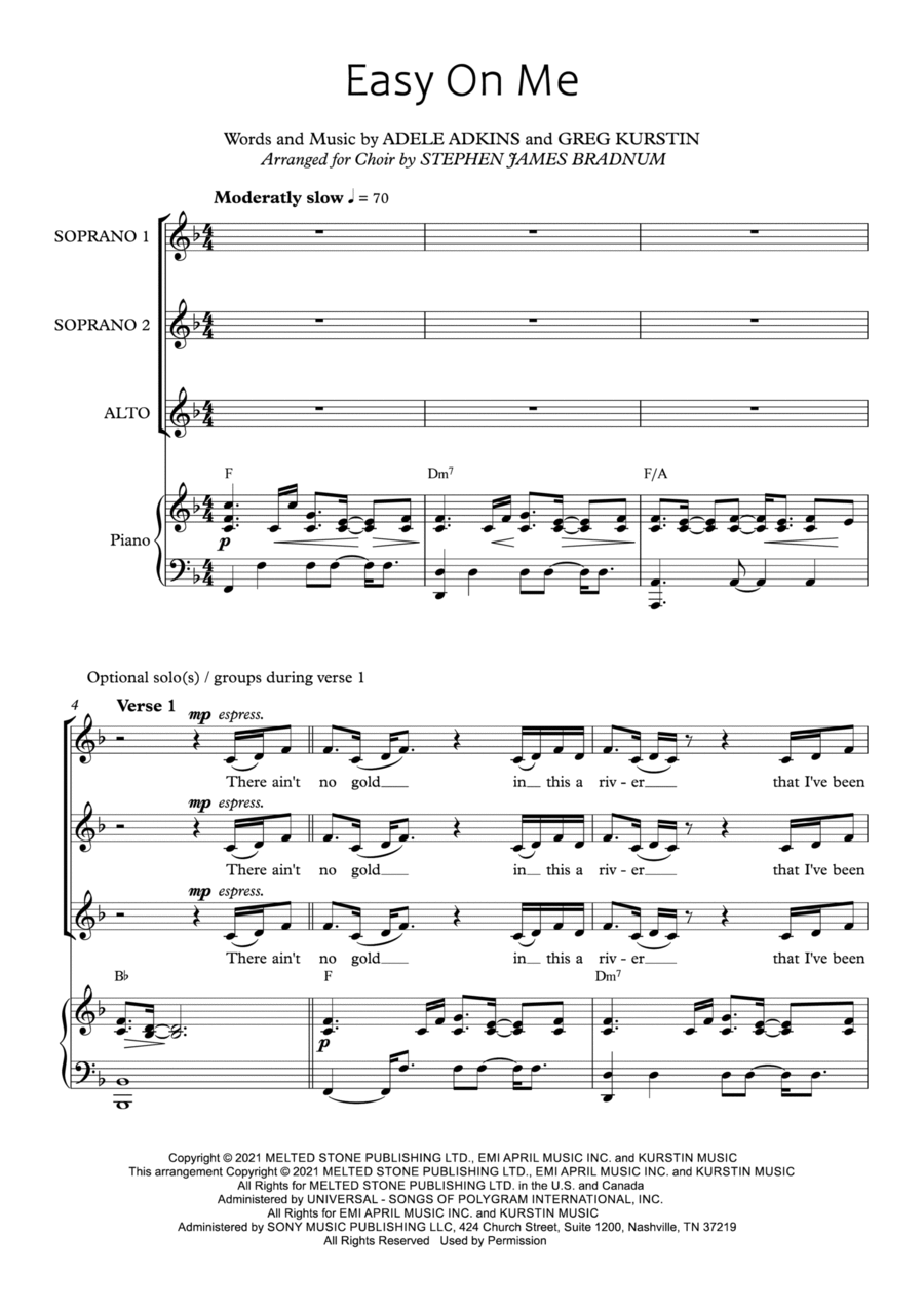 Easy On Me SSA scores gallery preview page 1