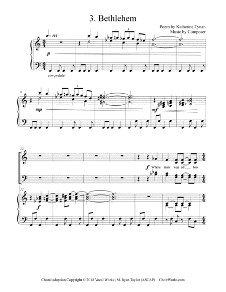 3. Bethlehem (All Heaven and it was One Hour Old) : SATB Choir & Piano 4-Part scores gallery preview page 1