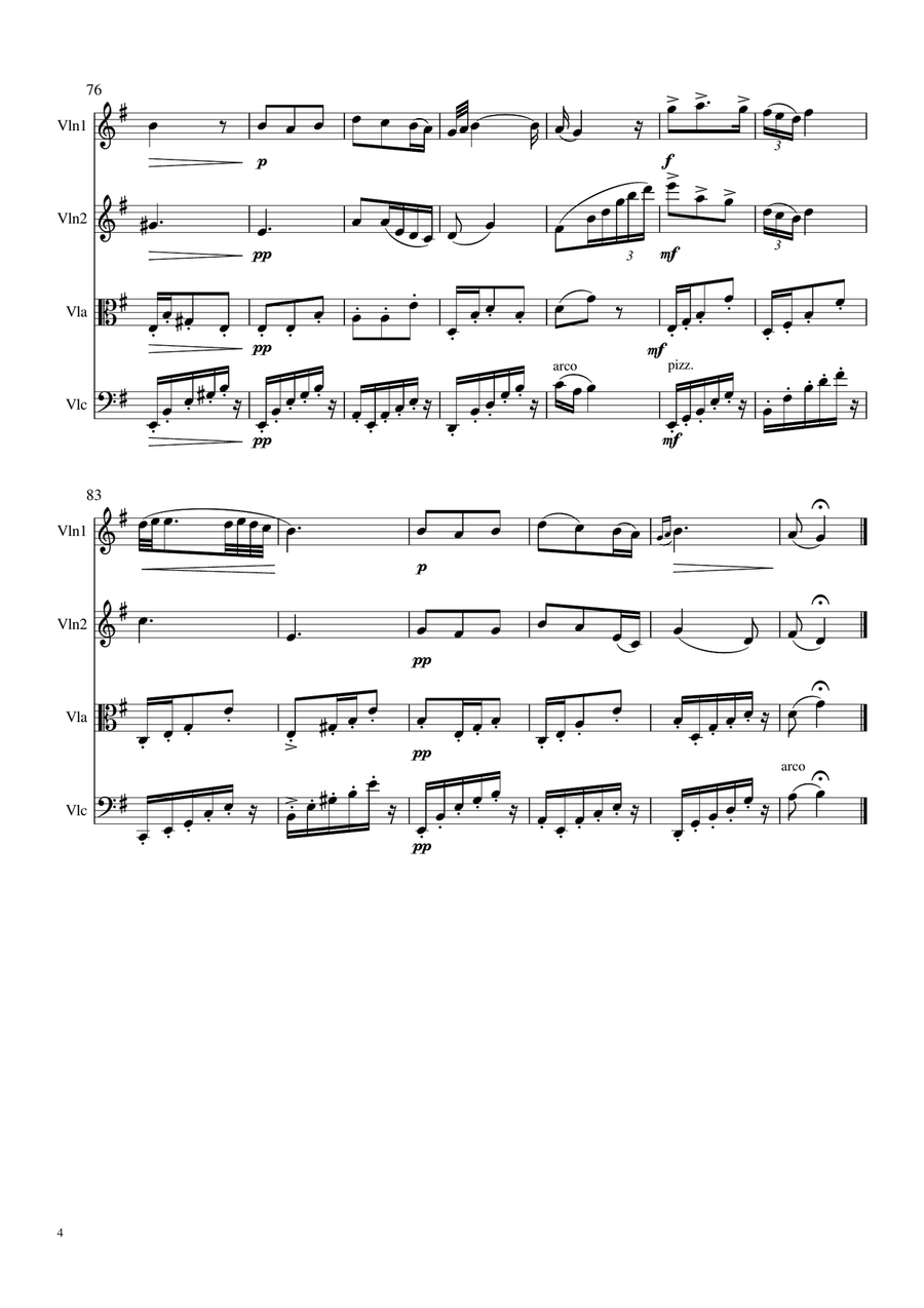 Rusalka's Song to the Moon - a Dvorak aria for String Quartet String Quartet scores gallery preview page 4