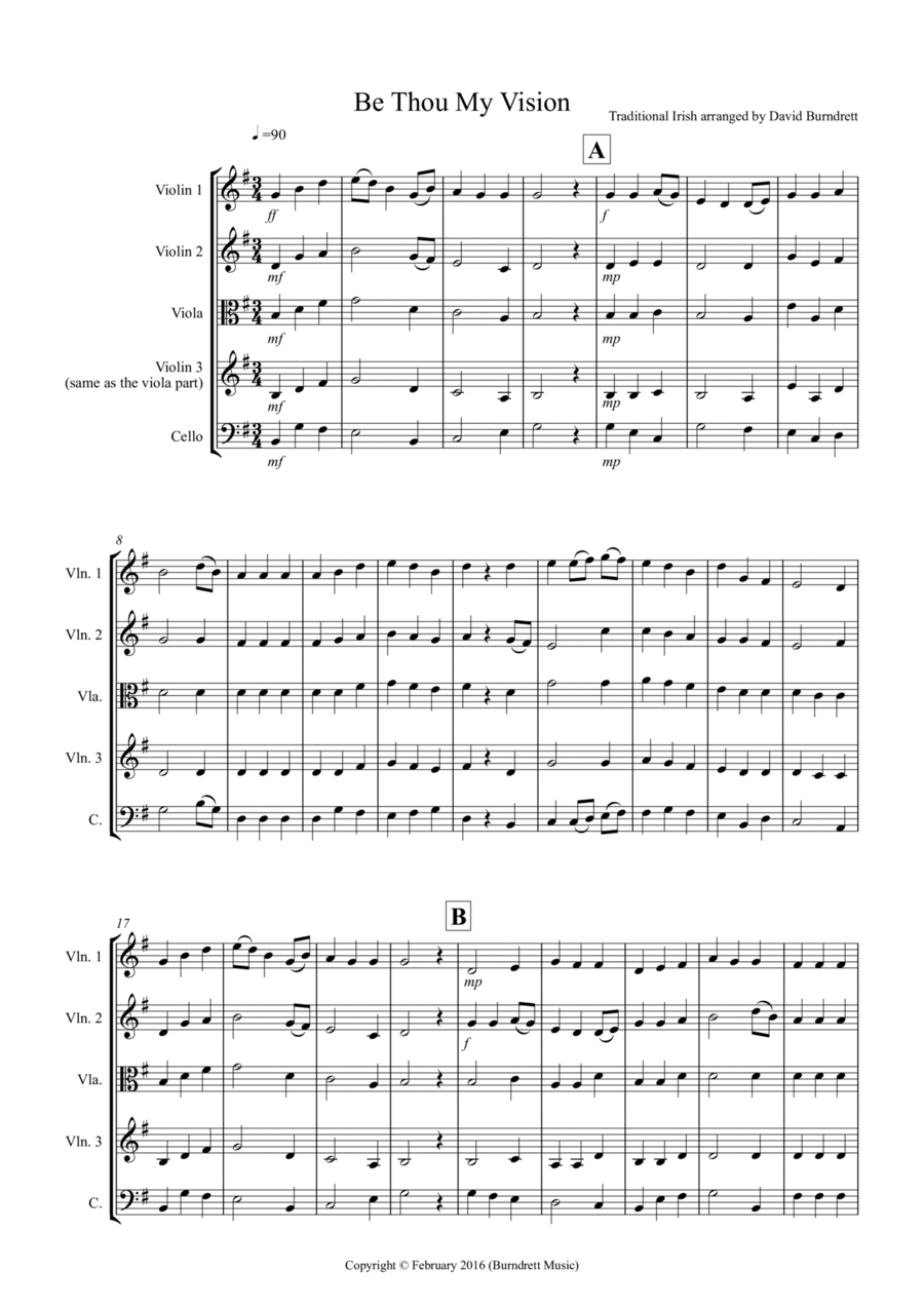 Be Thou My Vision for String Quartet String Quartet scores gallery preview page 1