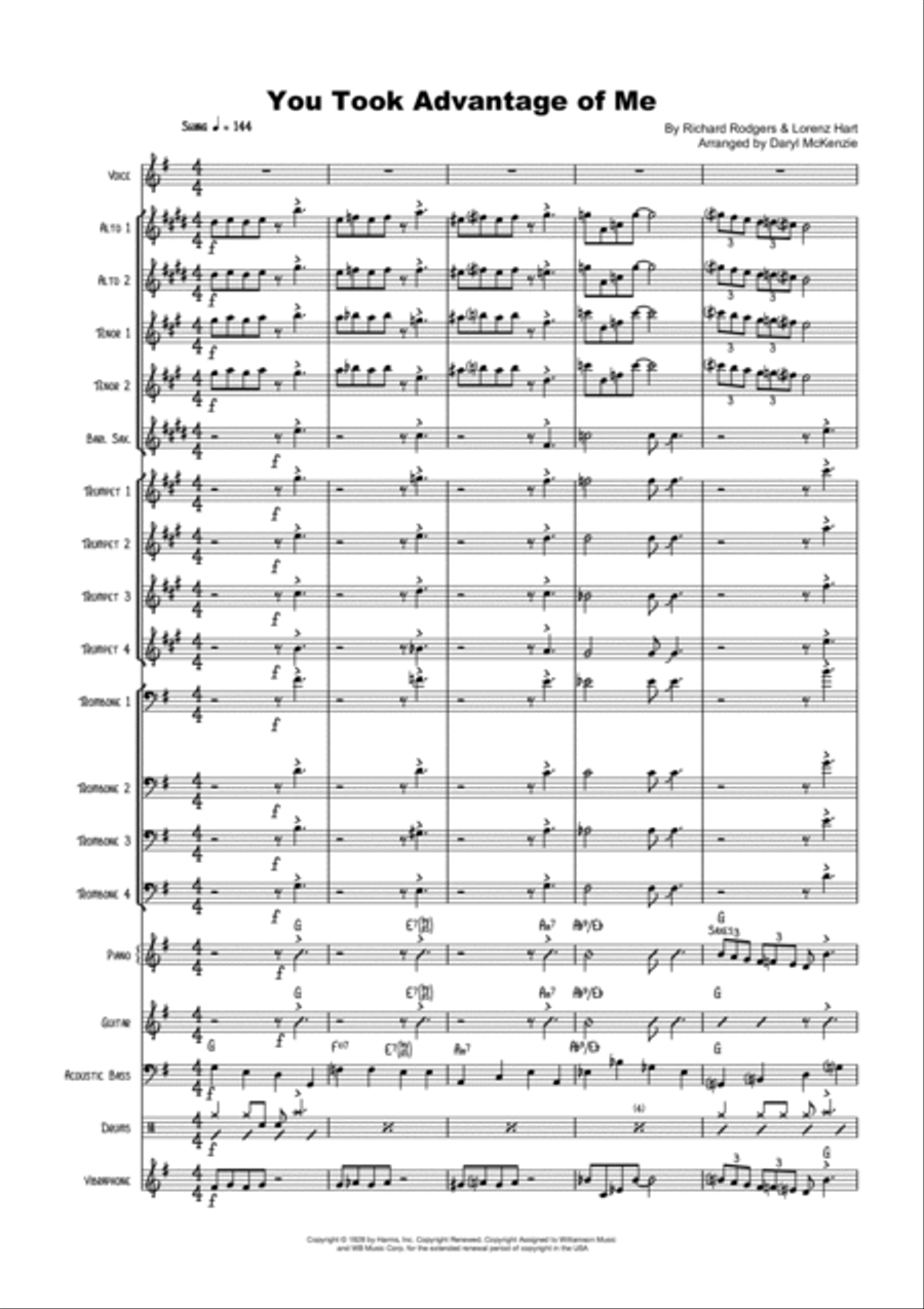 You Took Advantage Of Me Jazz Ensemble scores gallery preview page 1