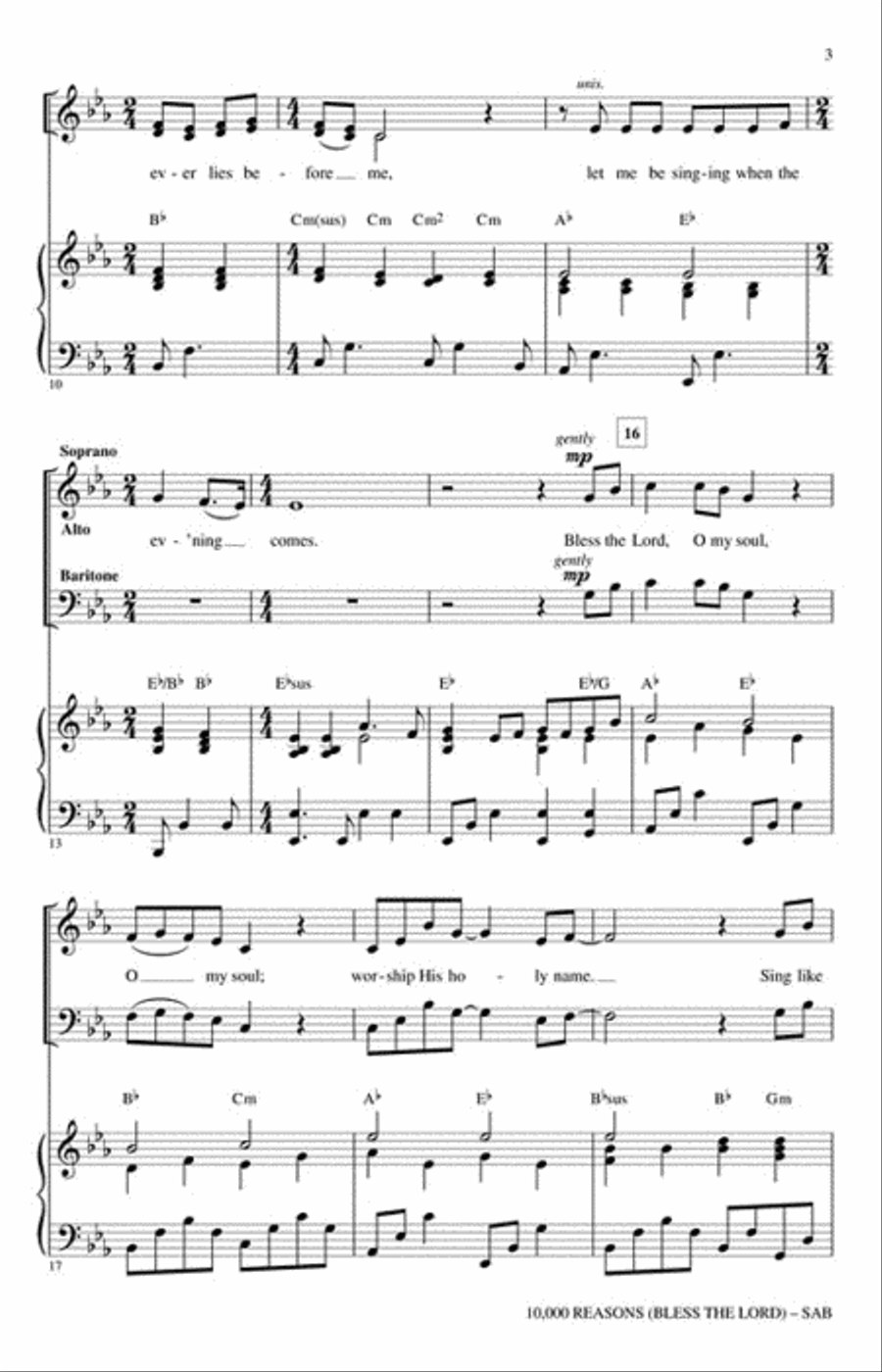 10,000 Reasons (Bless the Lord) 3-Part scores gallery preview page 3