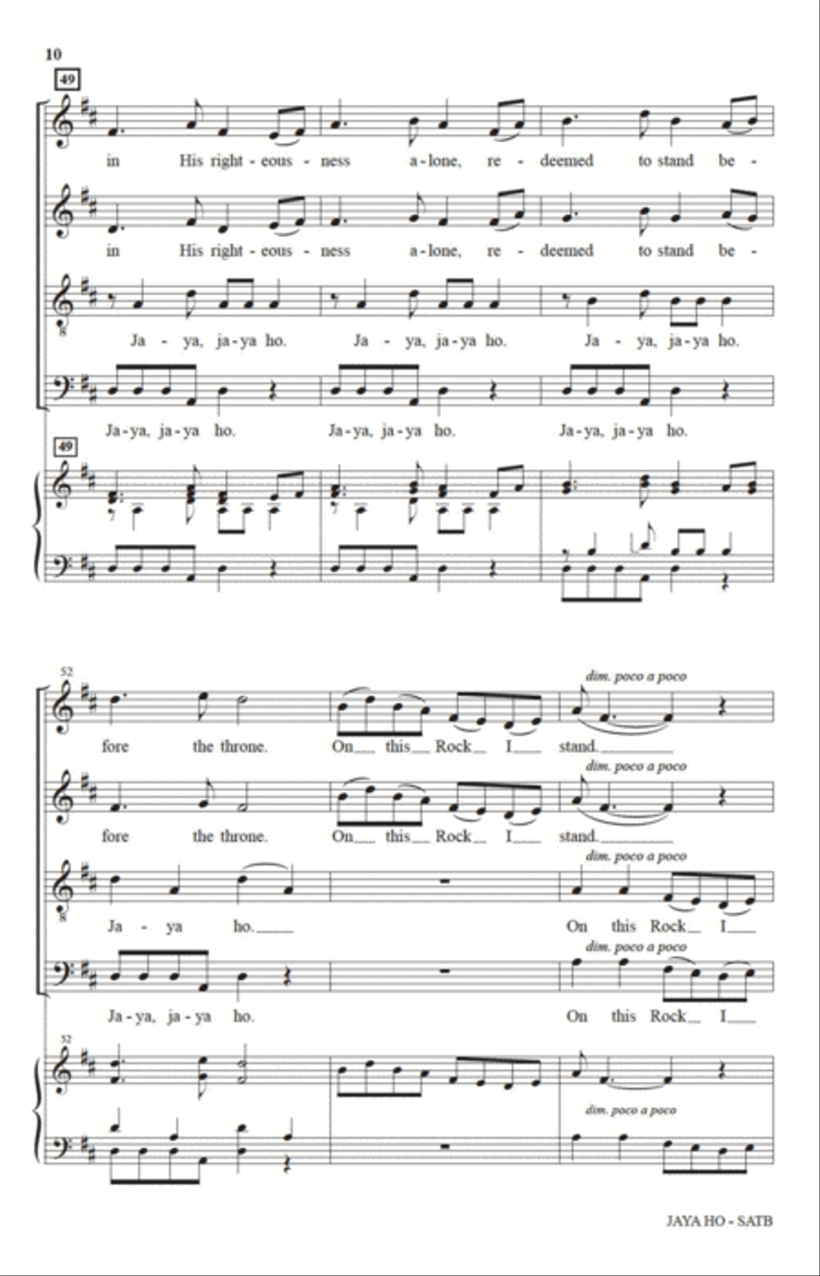 Jaya Ho (The Solid Rock) (arr. Diane Hannibal) 4-Part scores gallery preview page 9