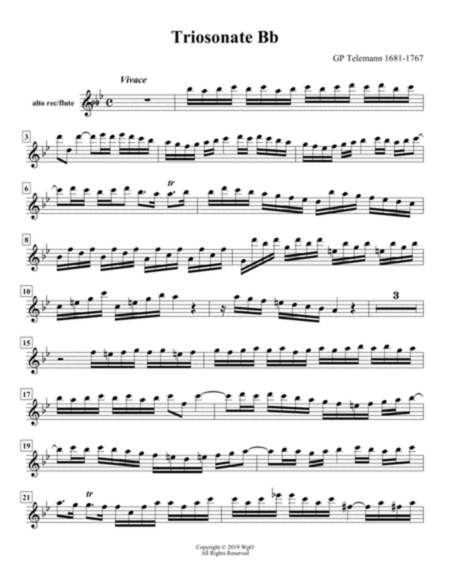 Trio Sonata in Bb Telemann image number null