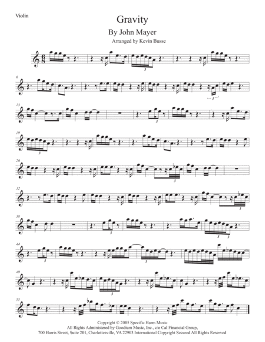 Gravity Violin Solo scores gallery preview page 1