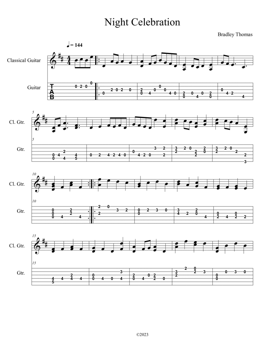 Night Celebration Night Celebration Guitar Tablature scores gallery preview page 1