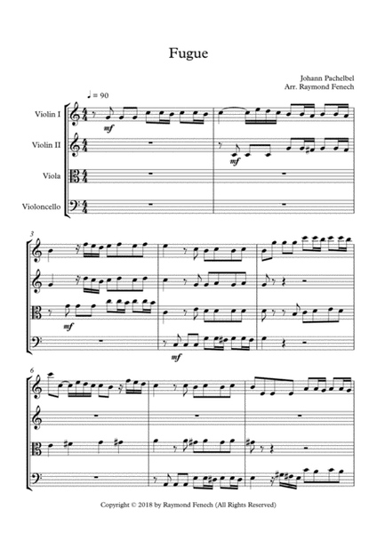 Fugue - Johann Pachelbel - String Quartet (2 Violins; Viola and Violoncello) - Intermediate level image number null