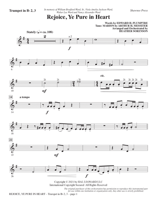 Book cover for Rejoice, Ye Pure In Heart (arr. Heather Sorenson) - Bb Trumpet 2,3