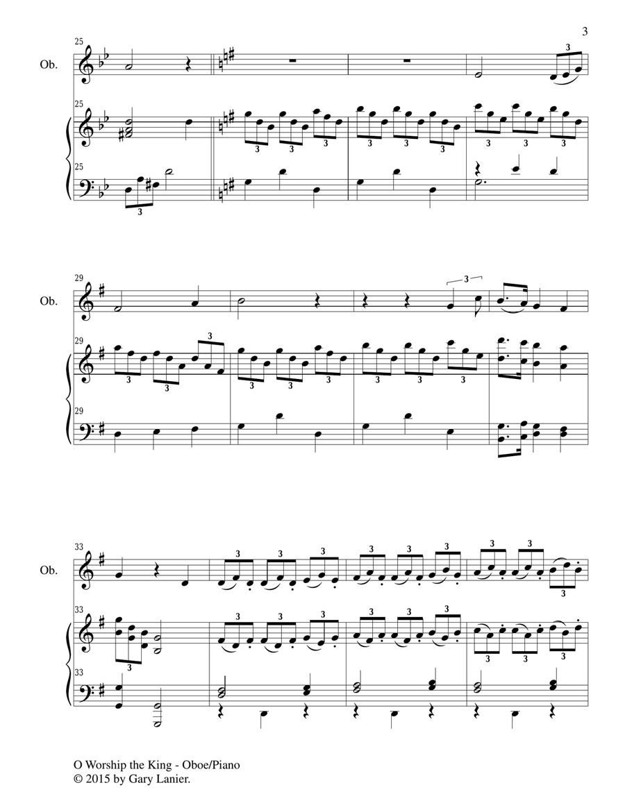 O WORSHIP THE KING (Duet – Oboe and Piano/Score and Parts) Woodwind Duet scores gallery preview page 4
