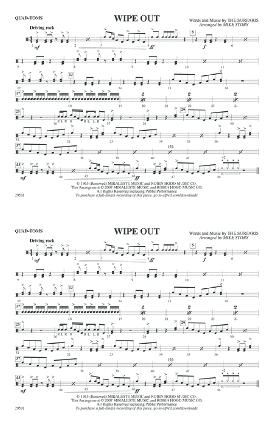 Wipe Out: Quad-Toms Marching Band scores gallery preview page 1