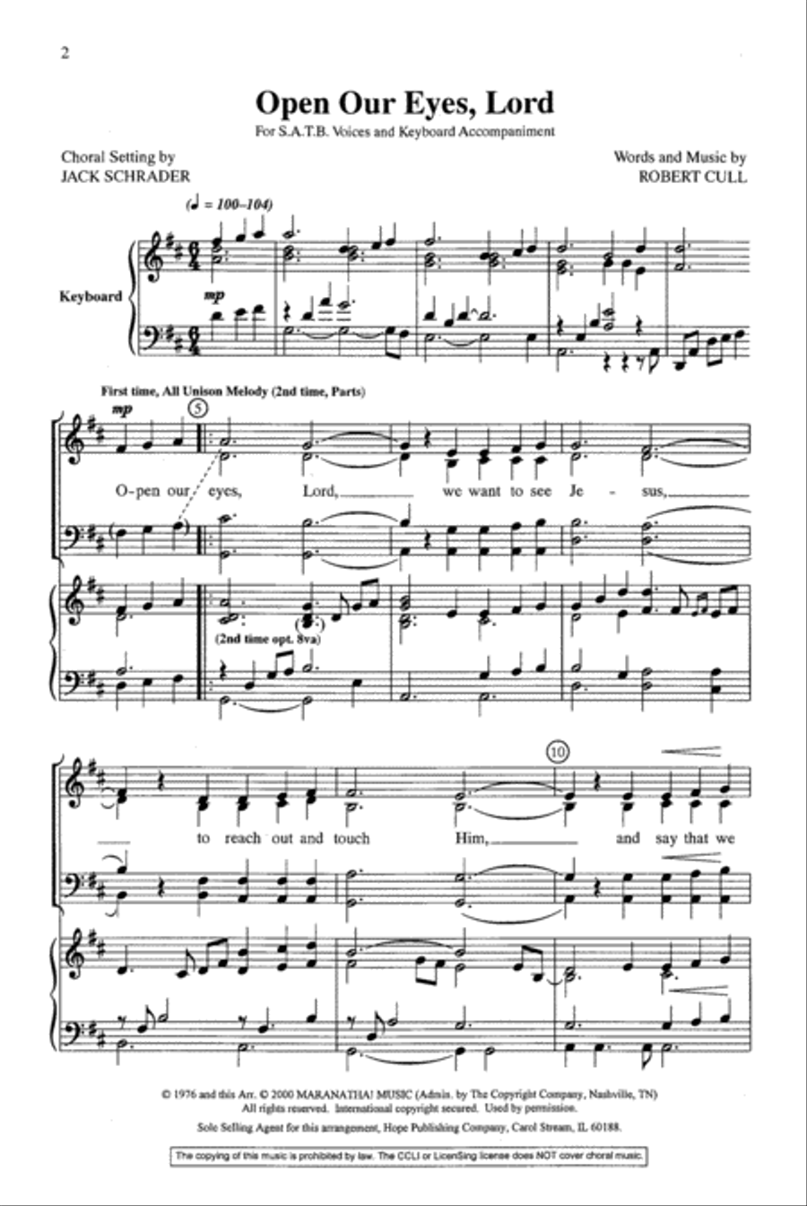 Open Our Eyes, Lord / Benediction 4-Part scores gallery preview page 2