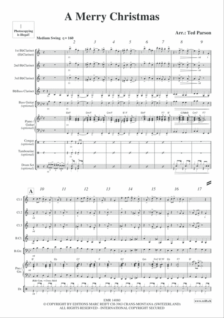 A Merry Christmas Clarinet Quartet scores gallery preview page 4