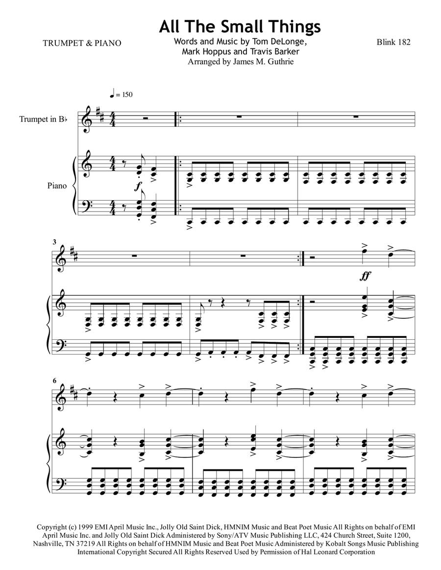 All The Small Things B-Flat Trumpet scores gallery preview page 1