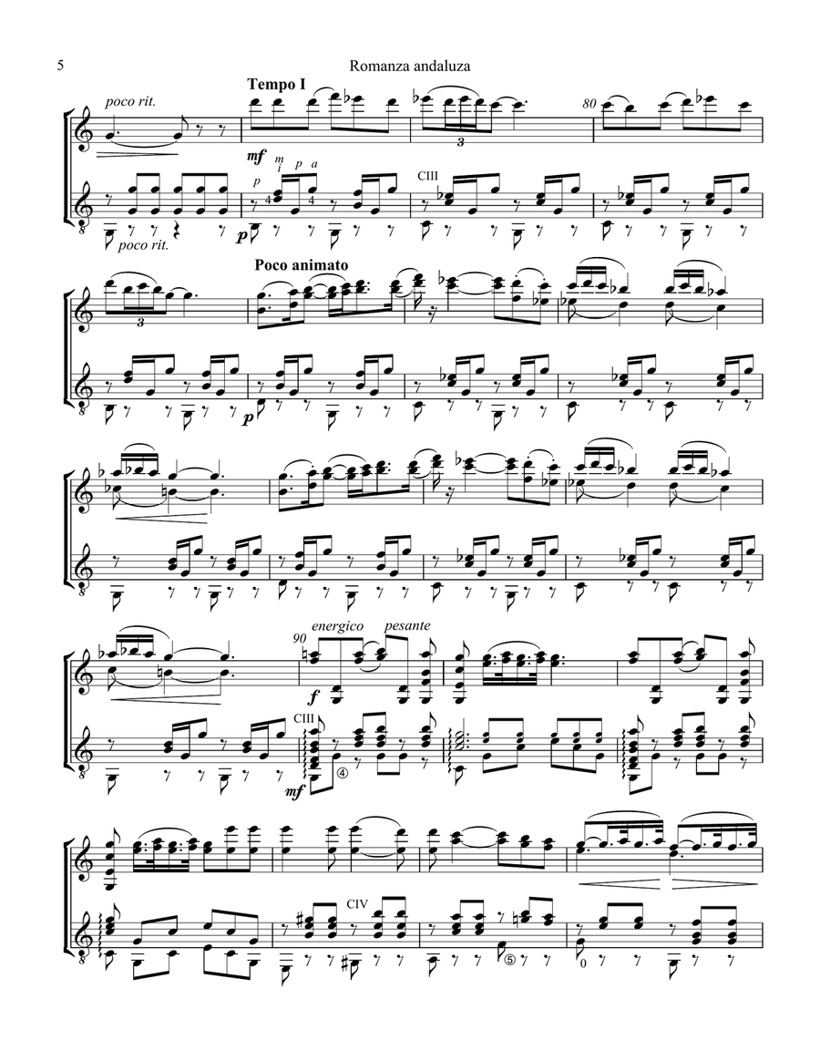 Romanza andaluza Op. 22 for violin and guitar String Duet scores gallery preview page 6