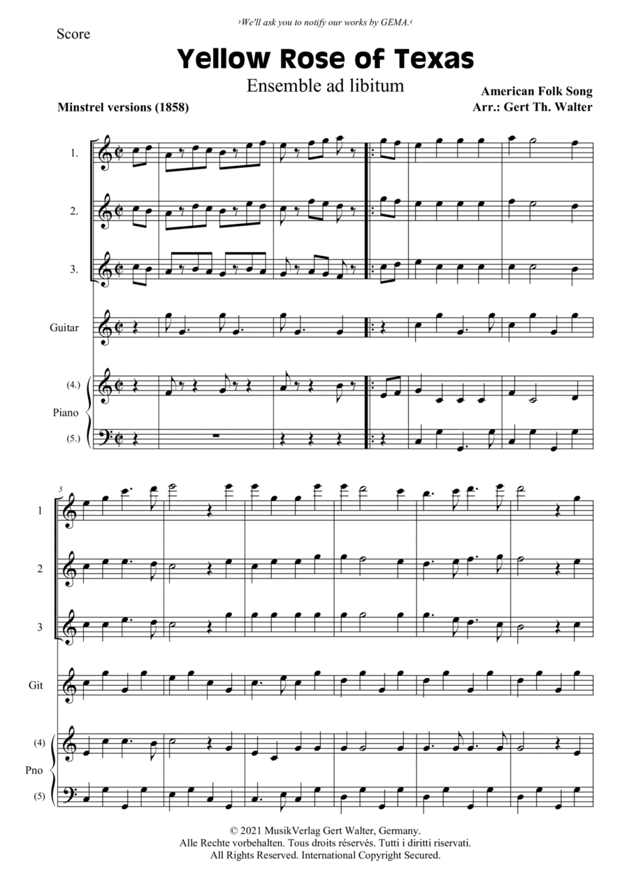 Yellow Rose of Texas Yellow Rose of Texas School and Community scores gallery preview page 1