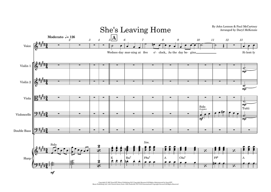 She's Leaving Home String Orchestra scores gallery preview page 1