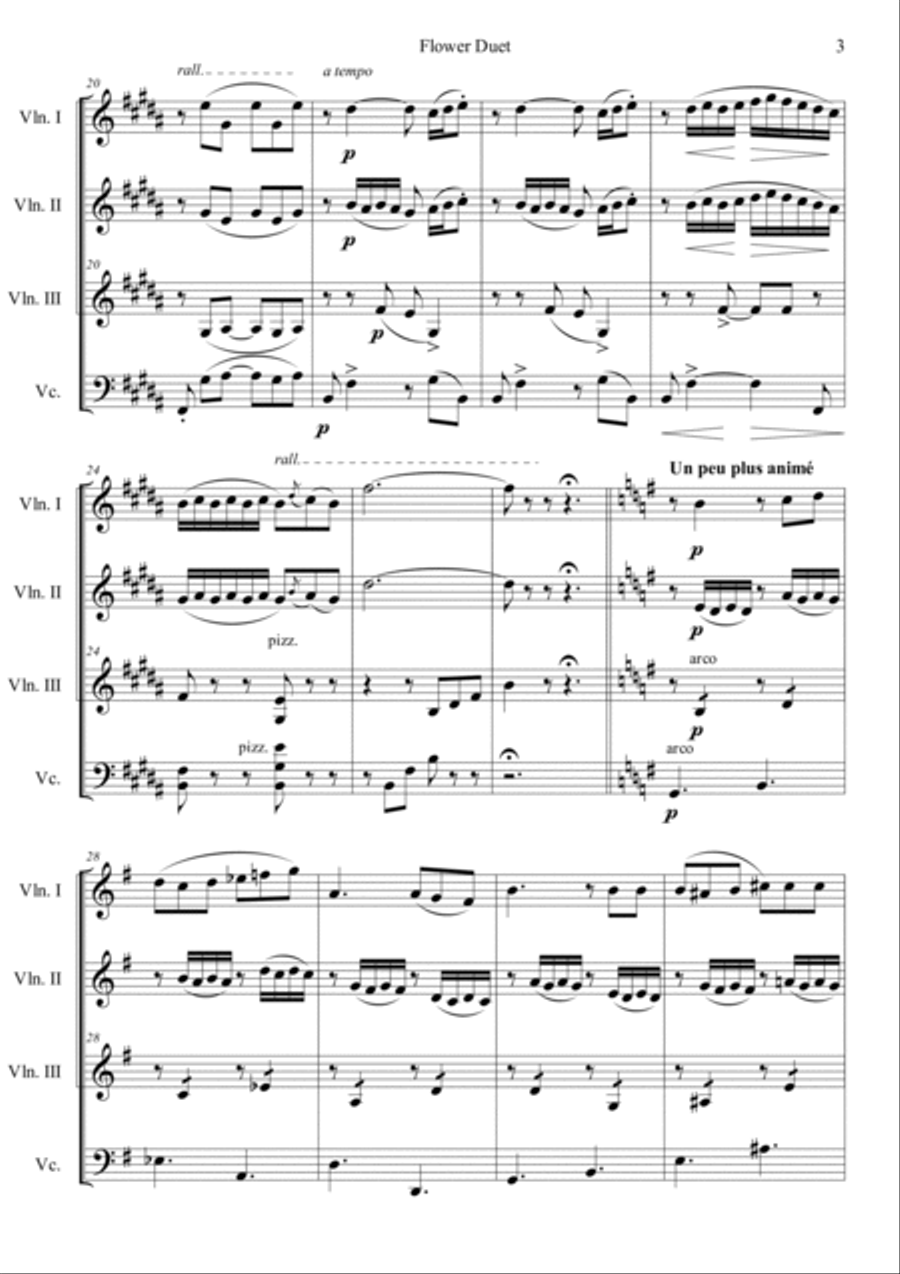Flower Duet (from Opera Lakme) String Quartet scores gallery preview page 3