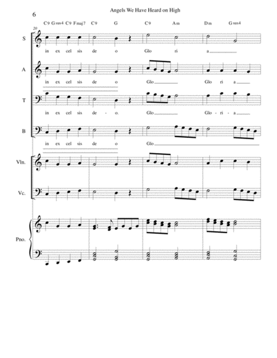 Angels We Have Heard on High -SATB with violin, cello or flute parts and piano image number null