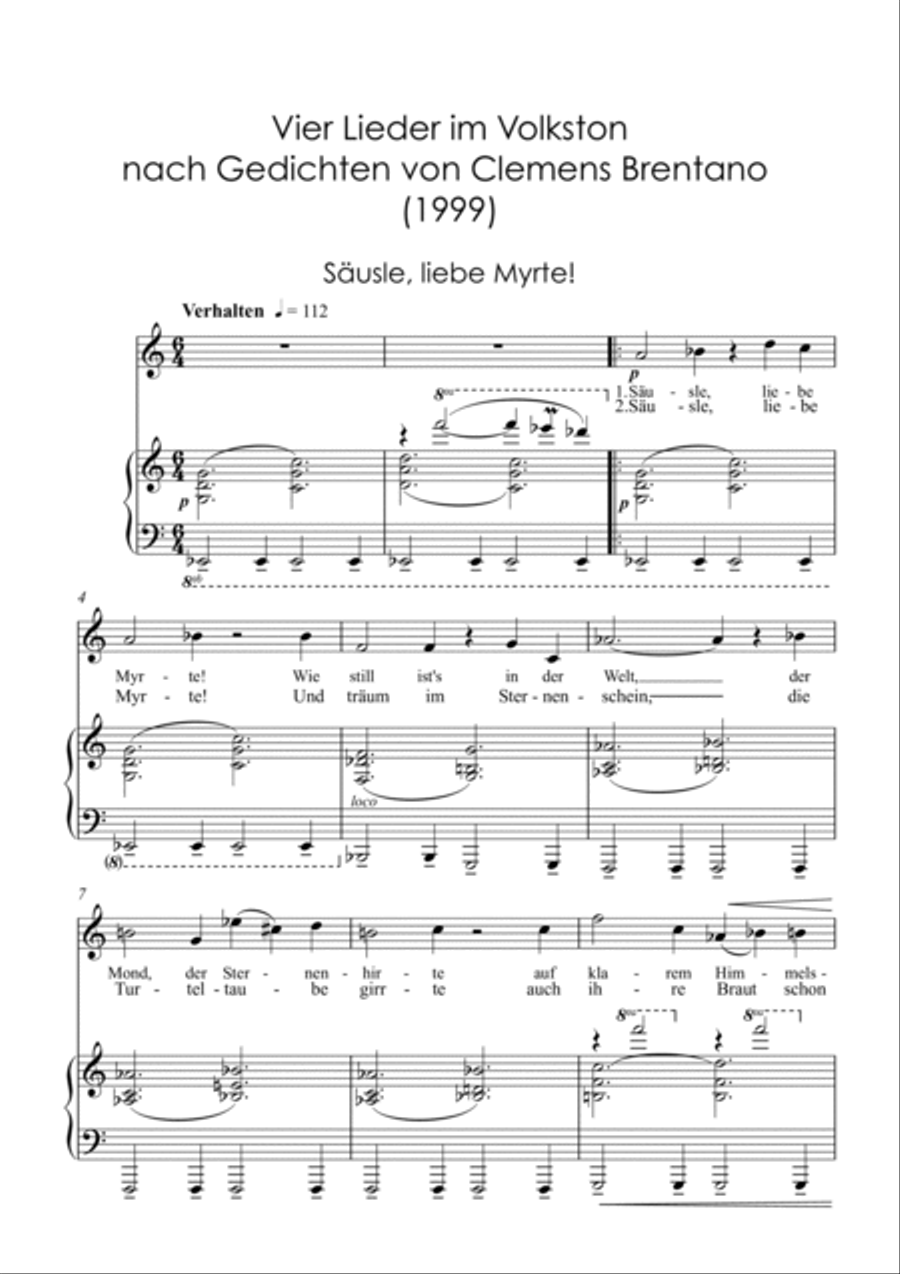 Vier Lieder im Volkston Vier Lieder im Volkston Voice scores gallery preview page 3