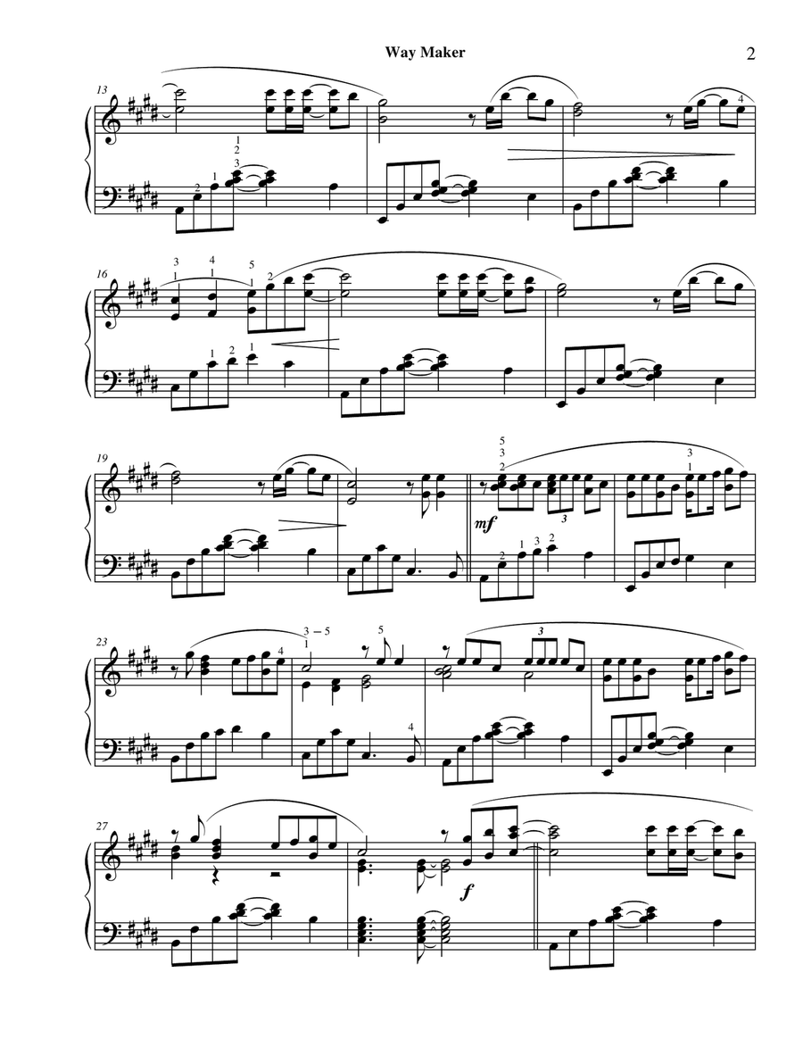 Way Maker Piano Solo scores gallery preview page 3