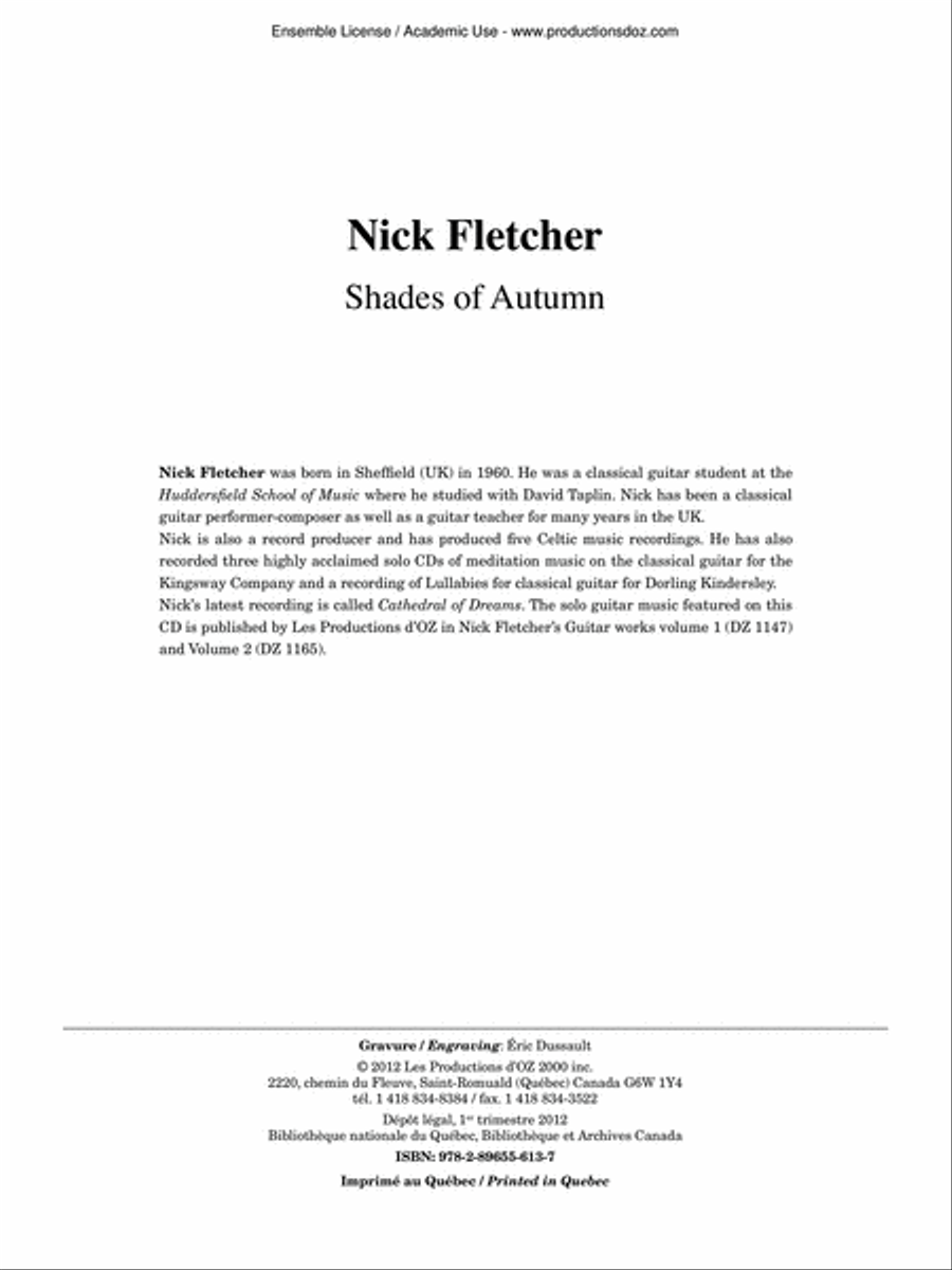 Shades of Autumn Classical Guitar scores gallery preview page 2