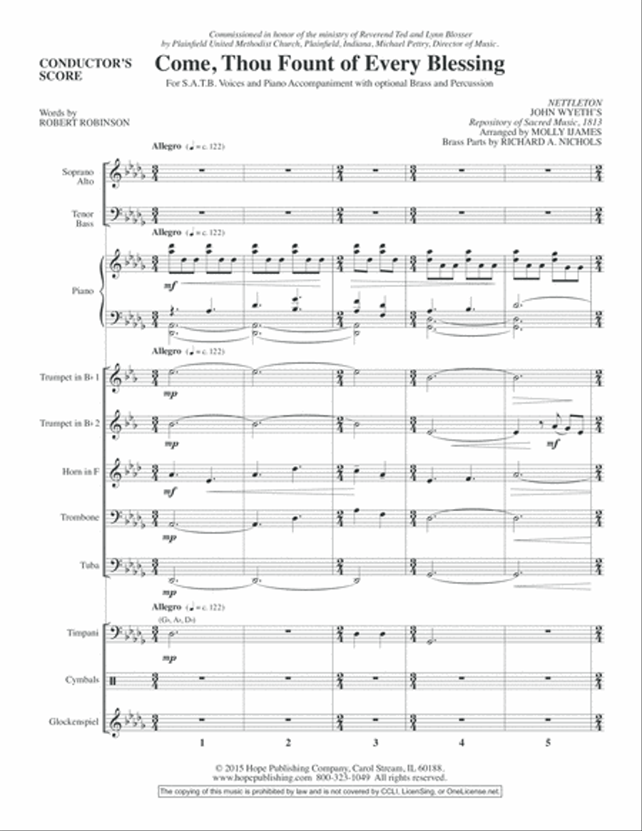 Come, Thou Fount of Every Blessing Horn scores gallery preview page 3