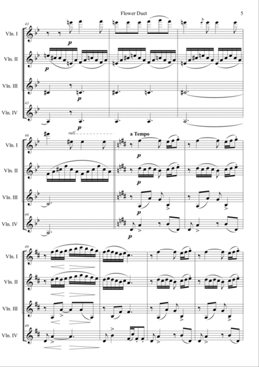 Flower Duet (from Opera Lakme) in D Major Violin scores gallery preview page 5