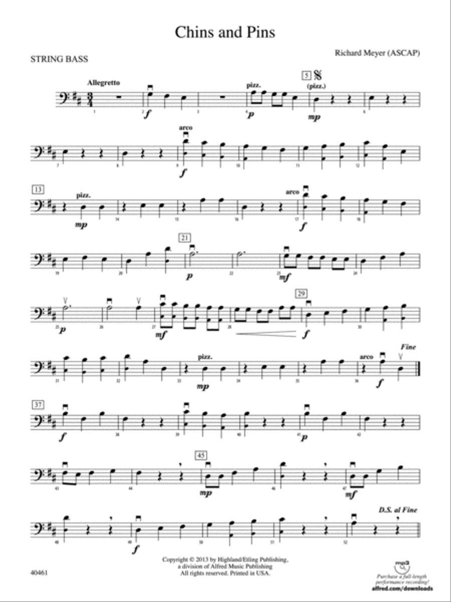 Chins and Pins: String Bass String Orchestra scores gallery preview page 1