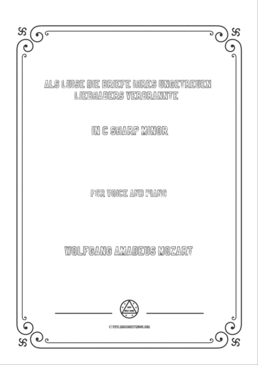 Mozart-Als Luise die Briefe ihres ungetreuen Liebhabers verbrannte in c sharp minor,for Voice and Pi image number null