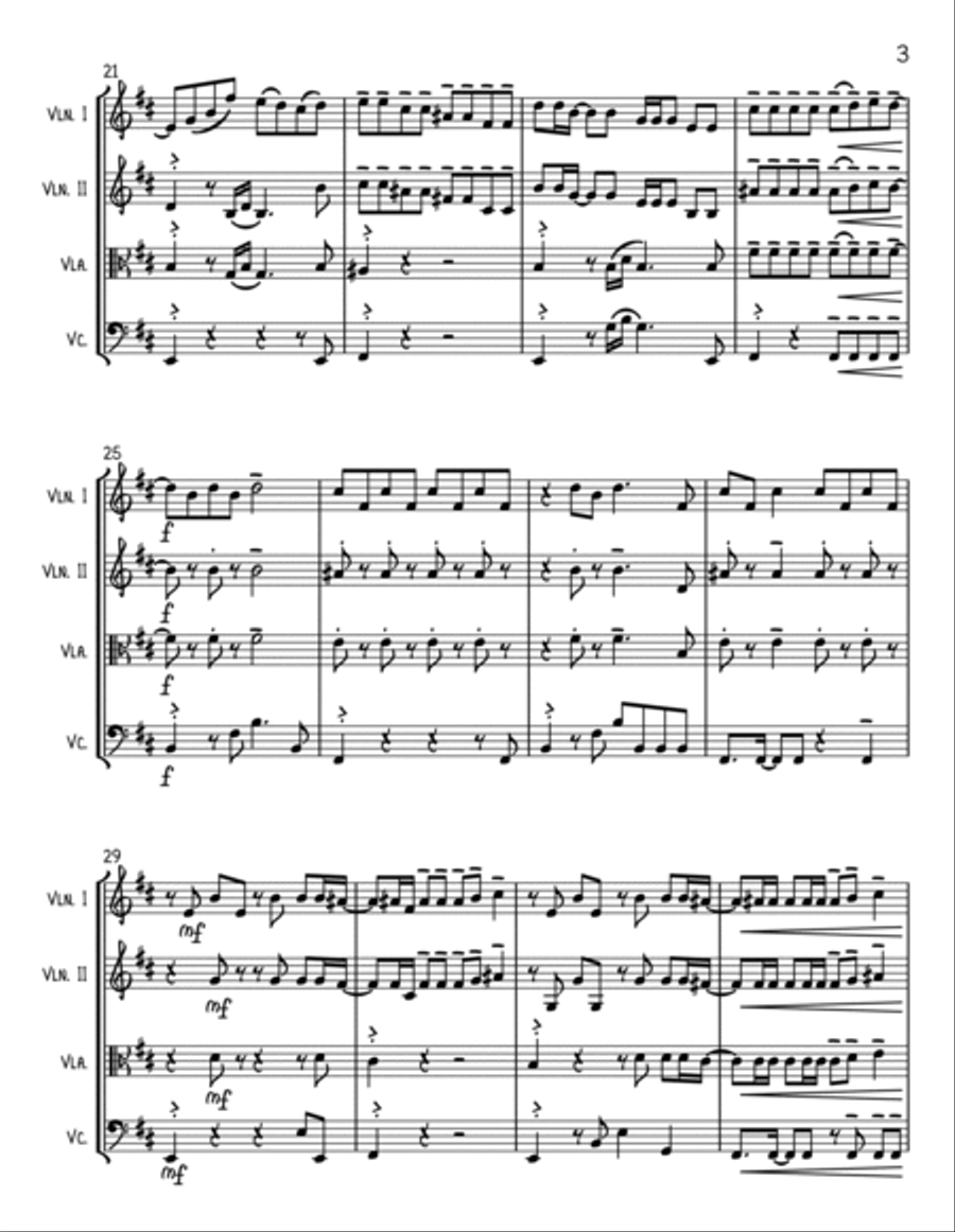 Bills, Bills, Bills Bills, Bills, Bills String Quartet scores gallery preview page 3