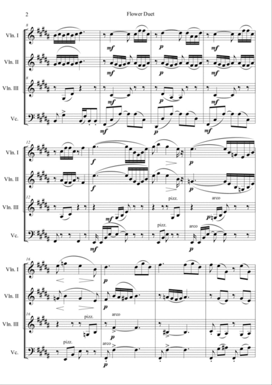 Flower Duet (from Opera Lakme) String Quartet scores gallery preview page 2