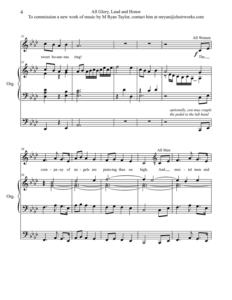 All Glory, Laud and Honor to the Tune of Holst's Thaxted for Choir, Congregation, Organ, Piano and O 4-Part scores gallery preview page 4