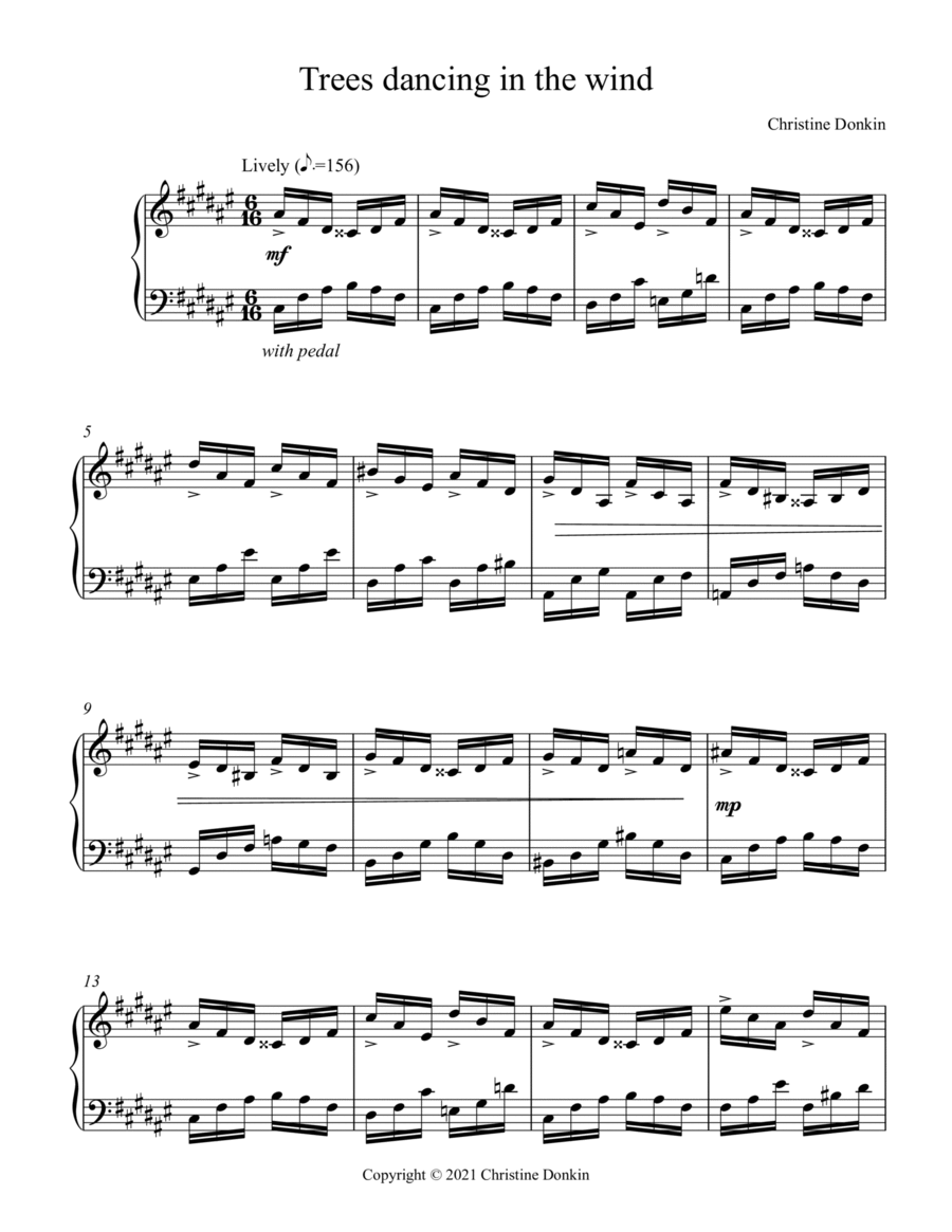 Trees dancing in the wind Piano Solo scores gallery preview page 1