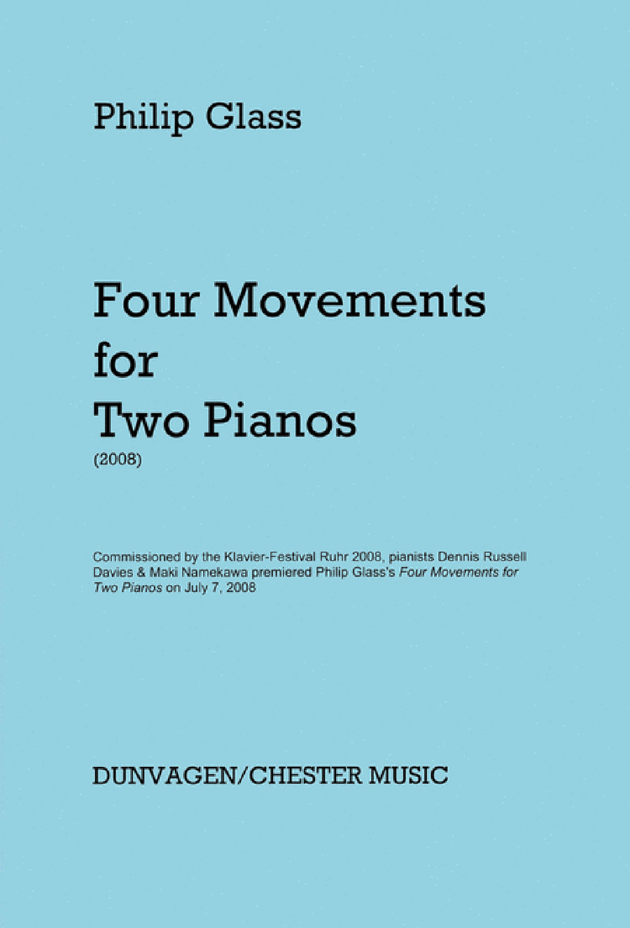 Glass – 4 Movements for Two Pianos 2 Pianos, 4-Hands scores gallery preview page 1
