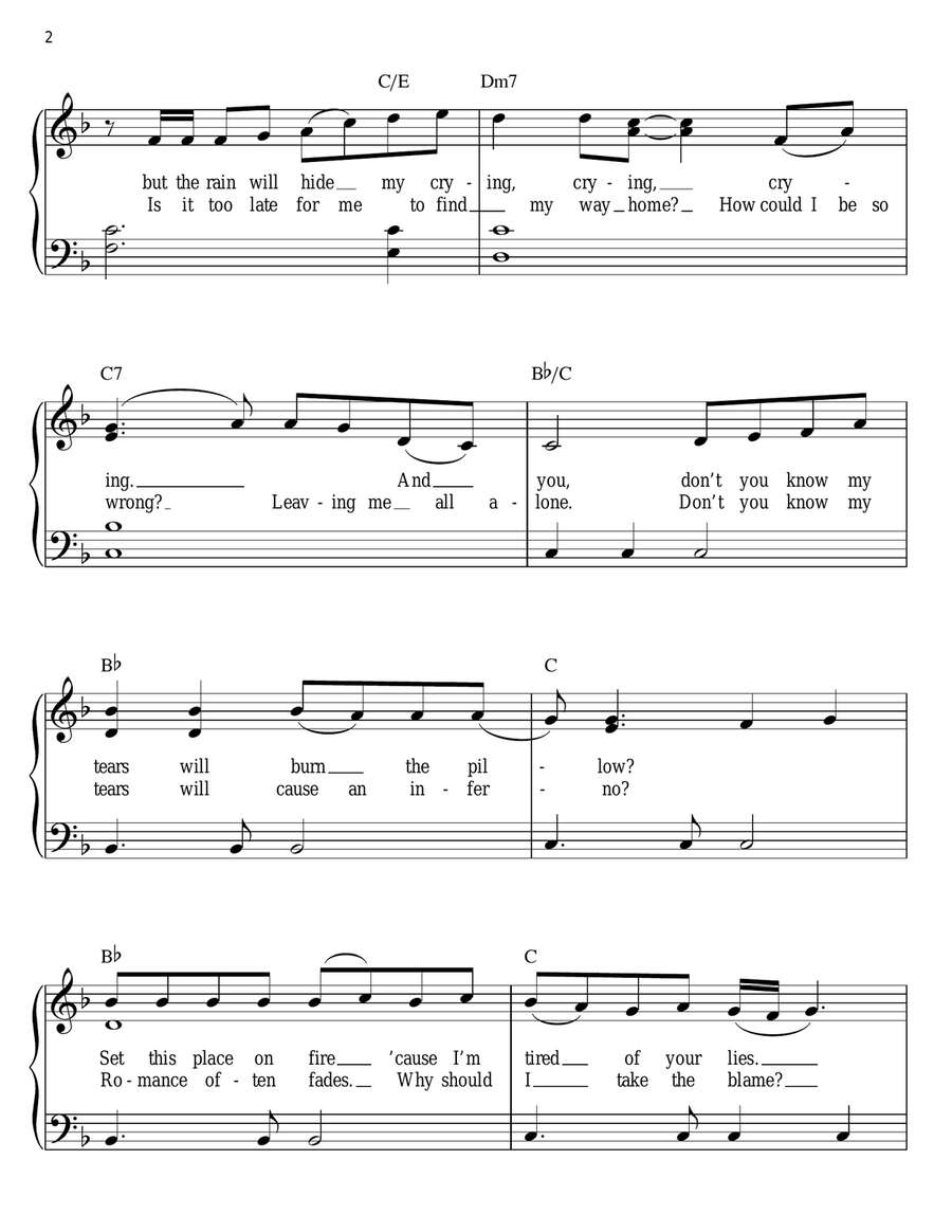 All Cried Out Easy Piano scores gallery preview page 2